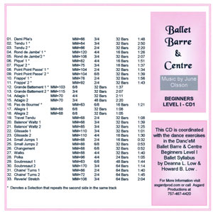 Ballet Barre & Center - Beginners Level I CD by June Olsson