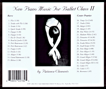 New Piano Music for Ballet Class II -  CD backcover